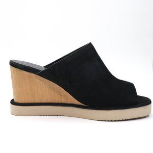 Free People Collection Leather/ Suede Running in Wedges Black Women's Size 10